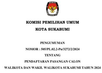 Pengumuman Pendaftaran Pasangan Calon Wali Kota dan Wakil Wali Kota Sukabumi Tahun 2024