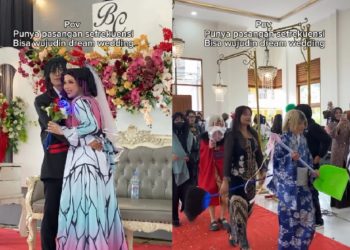 Pernikahan Anti Mainstream, Pengantin di Tasikmalaya Cosplay Demon Slayer