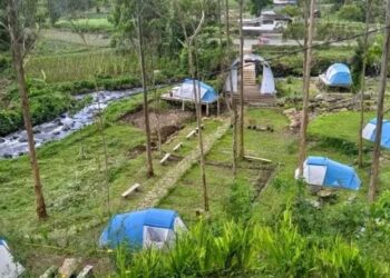 Camping Hemat di Wisata Alam Pangsalatan, HTM Rp35 Ribu dengan View Sungai Cantik