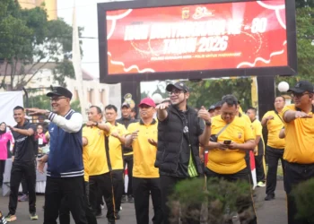 Wali Kota dan Wakil Wali Kota Hadiri Olahraga Bersama Hari Bhayangkara ke-80 Tingkat Polres Sukabumi Kota
