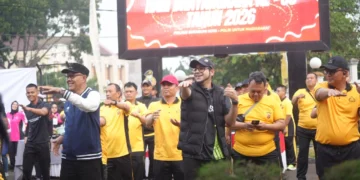 Wali Kota dan Wakil Wali Kota Hadiri Olahraga Bersama Hari Bhayangkara ke-80 Tingkat Polres Sukabumi Kota