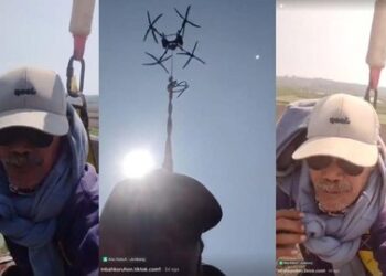 Petani Jombang Viral Pulang dari Kebun Naik Drone, Aksi Unik Ini Bikin Heboh Media Sosial
